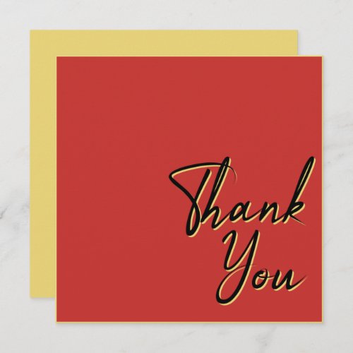 Chic Simple Gold Red and Black Text Thank You Card