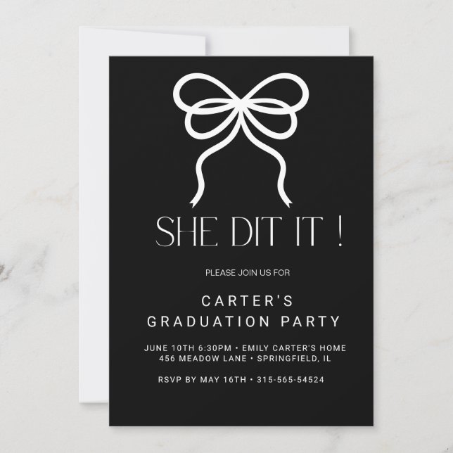 chic simple grd,Elgante Minimalist black and white Invitation (Front)