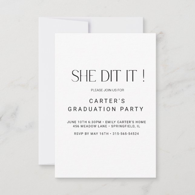 chic simple grd,Elgante Minimalist black and white Invitation (Front)