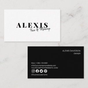 Chic Simple Hair and Makeup Business black white Card