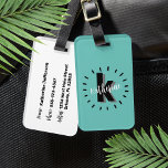 Chic Simple Initial Monogram Luggage Tag<br><div class="desc">A simple but fun cute and modern monogram with initials and name in a dash circle detail. A simple black and white style, but you can change out any of the colors to make it your own. Add a pattern behind it, or just keep a simple color. You may find...</div>