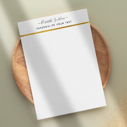 Chic Simple Minimal White Gold Personal Stationery