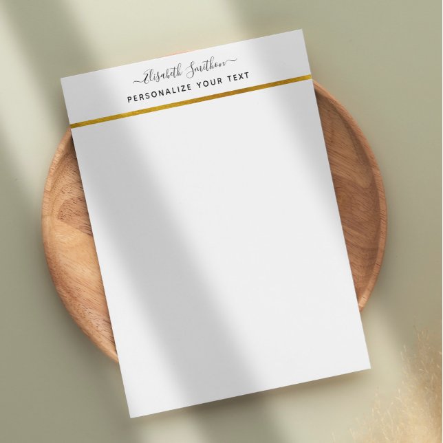 Chic Simple Minimal White Gold Personal Stationery (Creator Uploaded)