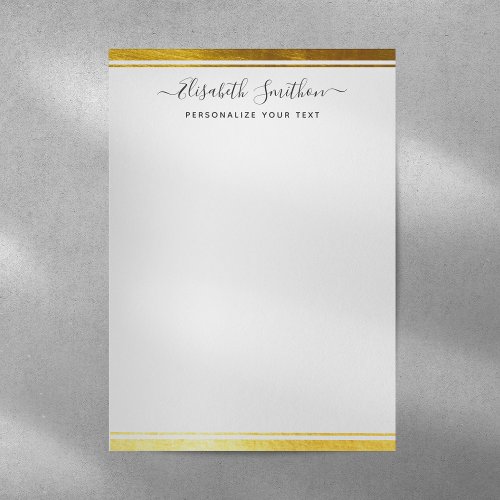 Chic Simple Minimal White Gold Personal Stationery