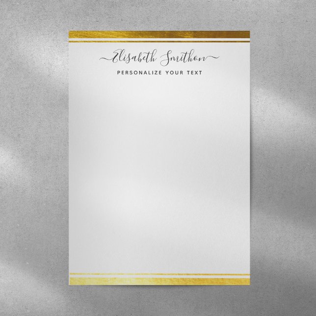 Chic Simple Minimal White Gold Personal Stationery (Creator Uploaded)