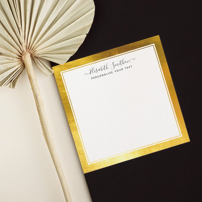 Chic Simple Minimal White Gold Personal Stationery Note Card (Creator Uploaded)