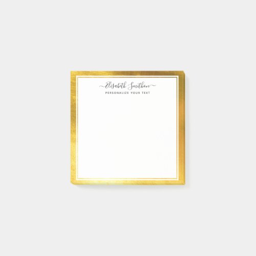 Chic Simple Minimal White Gold Personal Stationery Post_it Notes