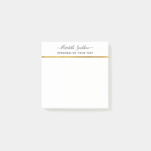 Chic Simple Minimal White Gold Personal Stationery Post_it Notes