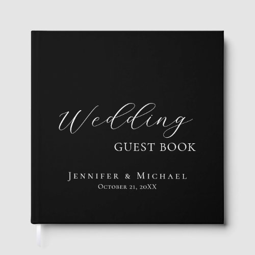 Chic Simple Minimalist Modern Plain Wedding Black