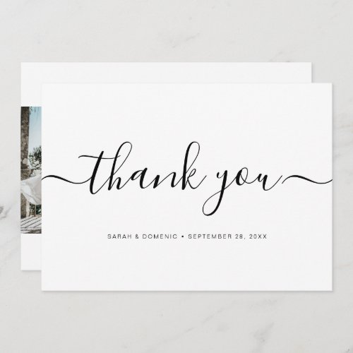 Chic Simple Minimalist Wedding Photo Thank You Card