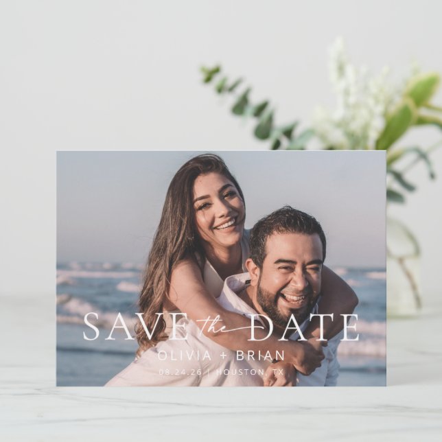 Chic + Simple Modern Save the Date Photo Card (Standing Front)
