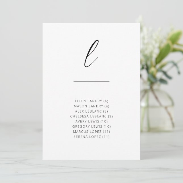 Chic + Simple Modern Script Alphabetical Seating L (Standing Front)