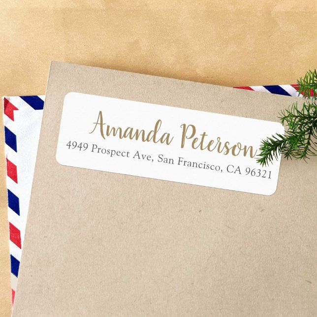Chic Simple Modern Script Gold Return Address Label (Creator Uploaded)
