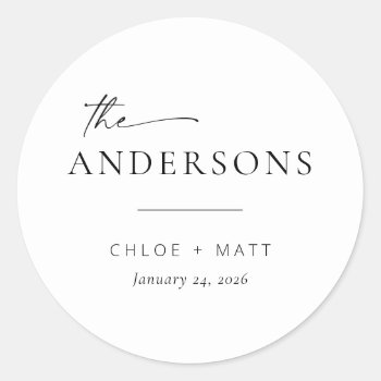 Chic   Simple Modern Script Wedding Favor Stickers by FlumeDesignCo at Zazzle