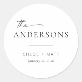 Chic + Simple Modern Script Wedding Favor Stickers