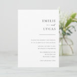 Chic   Simple Modern Script Wedding Invitation<br><div class="desc">These simple, yet elegant wedding invitations are perfect for the modern couple! Featuring clean and classic serif and sans serif fonts with a chic script accent font. Personalize the design to include your names and all the important details of your big day! If you love this design, be sure to...</div>