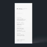 Chic   Simple Modern Script Wedding Menu<br><div class="desc">These simple, modern menus will be the perfect complement to the place settings at your reception! The handwritten script heading paired with serif and sans-serif fonts give these menus a classic, clean look. Personalize the menus with your wedding menu items and the couple's name and wedding date on the bottom....</div>