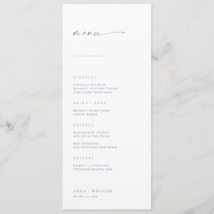 Chic + Simple Modern Script Wedding Menu   Blue