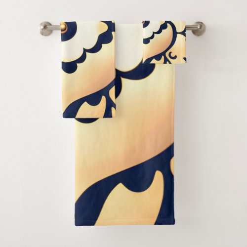 Chic Simple Modern Trending Tan and Navy Blue Bath Towel Set