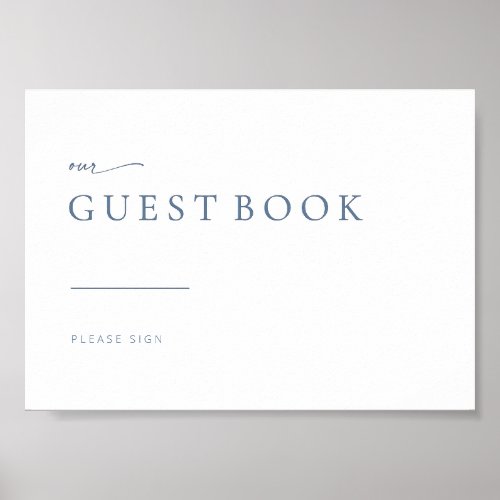 Chic Simple Modern Wedding Guest Book Sign  Blue