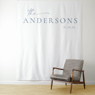 Chic + Simple Modern Wedding Photo Backdrop | Blue