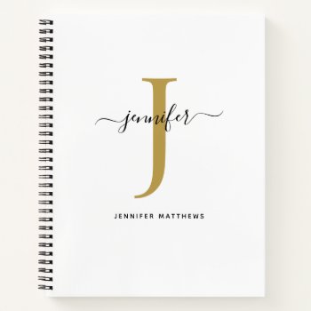 Chic Simple Monogram Initial Name Notebook by antiquechandelier at Zazzle
