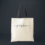 Chic Simple Name Script Personalized Tote Bag<br><div class="desc">Introducing our "Chic Simple Name Script Personalized Tote Bag"—the epitome of thoughtfulness and elegance, perfect for any occasion. 👜 Thoughtful Keepsake: Whether it's for bridesmaids, co-workers, best friends, or a women's conference, this personalized tote bag will make her feel truly special. 🎀 Personalized Elegance: Elevate her style with a chic...</div>