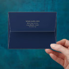 Chic Simple Navy Blue and Gold Return Address