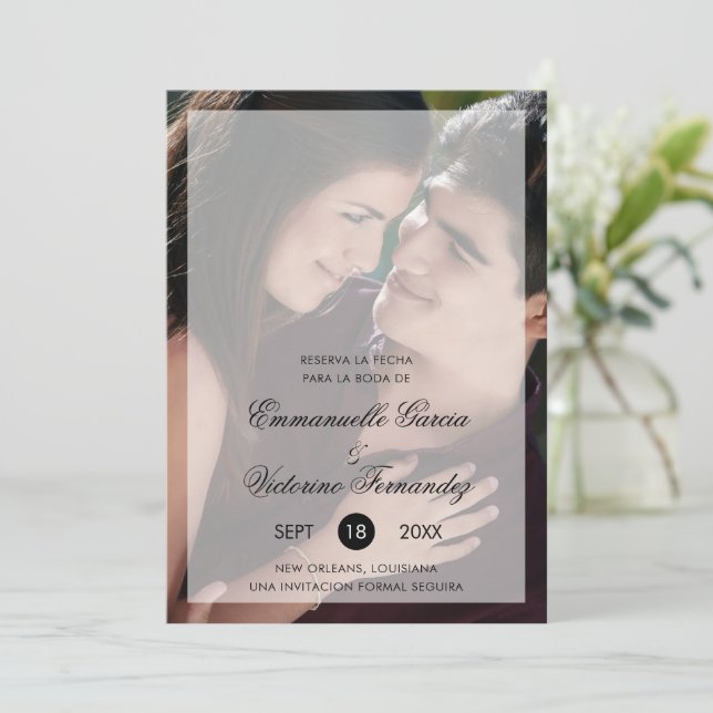 Chic Simple Photo Elegant Spanish Wedding Save The Date (Standing Front)
