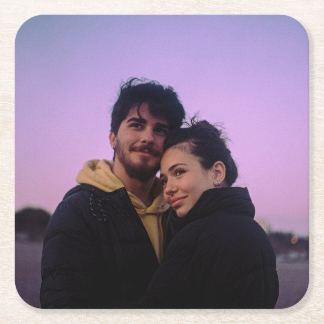 Chic Simple Photo Personalized  Square Paper Coaster (Front)