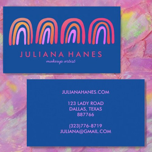 Chic Simple Pink Orange Blue Rainbows Business Card
