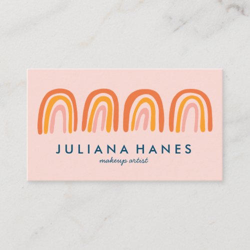 Chic Simple Pink Orange Rainbows Business Card