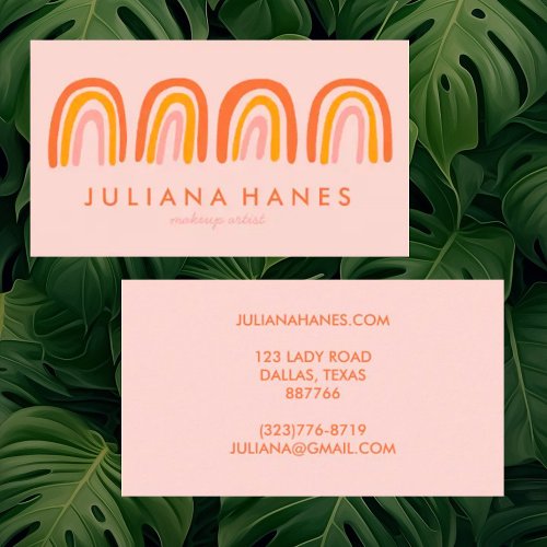 Chic Simple Pink Orange Rainbows Business Card