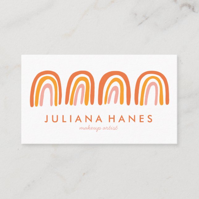 Chic Simple Pink Orange Rainbows Business Card (Front)
