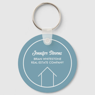 Chic Simple Real Estate Company Stone Blue Custom Keychain