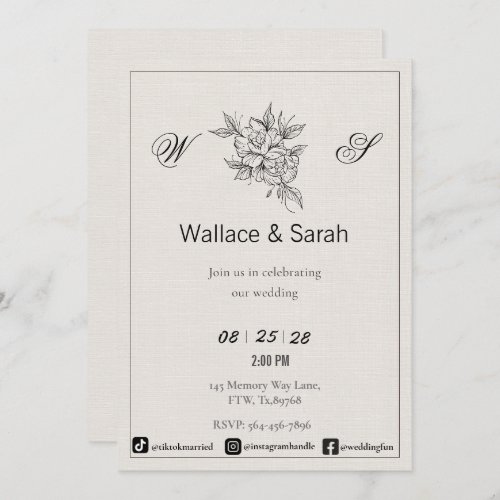 Chic  Simple Rustic Minimalist  Timeless Touch Invitation