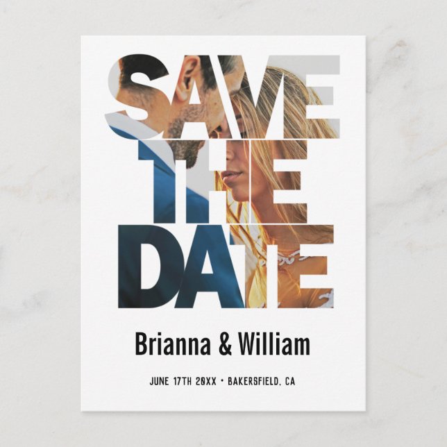 Chic Simple Save the Date Photo Wedding Invitation Postcard (Front)