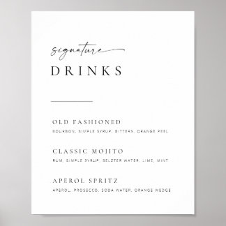 Chic + Simple Script Wedding Signature Drinks Sign