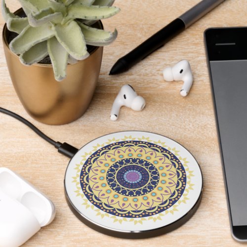 Chic Simple Stylish Modern Minimalist Navy Yellow Wireless Charger