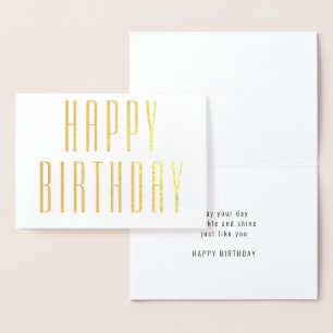 Chic Simple Typography Minimalist Happy Birthday Foil Card