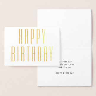 Chic Simple Typography Minimalist Happy Birthday Foil Card