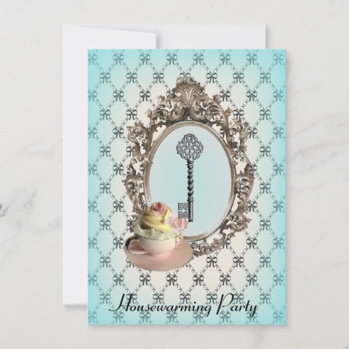 vintage key damask  Housewarming Party Invitations