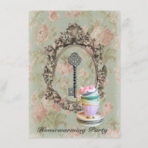 chic skeleton key new home Housewarming party Invitation