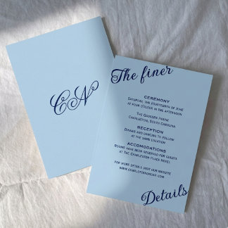 Chic Sky Blue Coastal Romantic Classy Wedding Enclosure Card