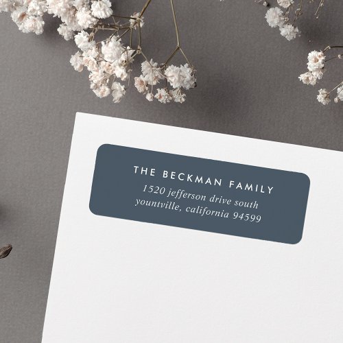 Chic Smoky Blue and White Return Address Label