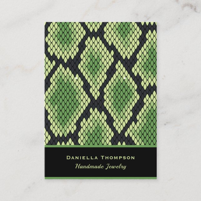 Chic Snake Print Pattern Jewelry Earring Display Business Card (Front)