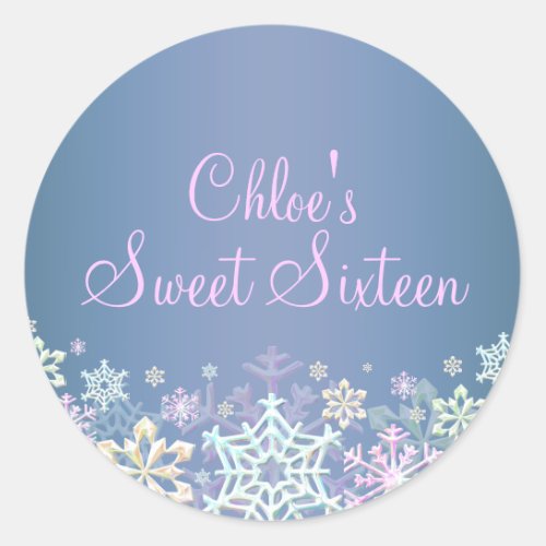 Chic Snowflake Blue Sweet 16 Sticker
