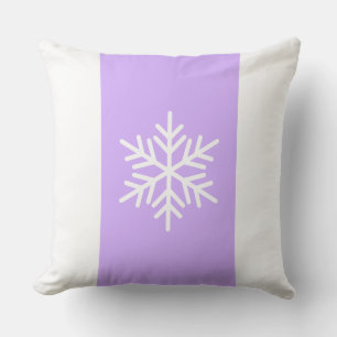 Chic Snowflake Light Purple White Holiday Stripes Throw Pillow