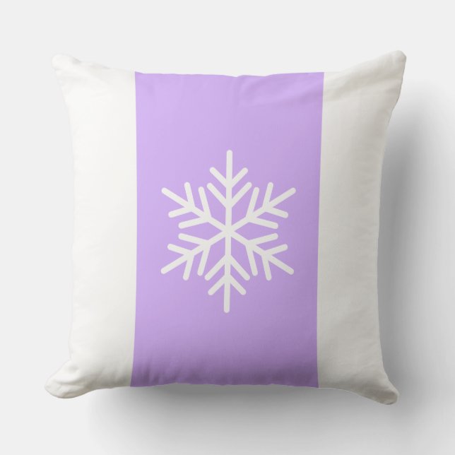 Chic Snowflake Light Purple White Holiday Stripes Throw Pillow (Front)