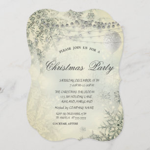Chic Snowflakes,Lights,Balloon,Christmas Party Invitation